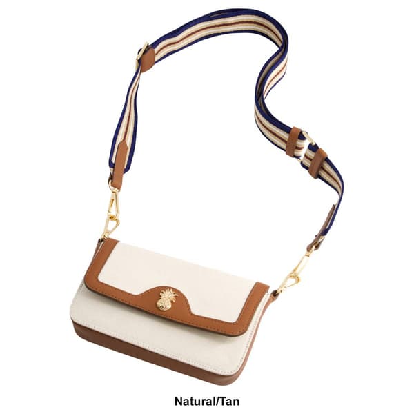 Tommy Bahama Leather Trim Solid Canvas Double Crossbody