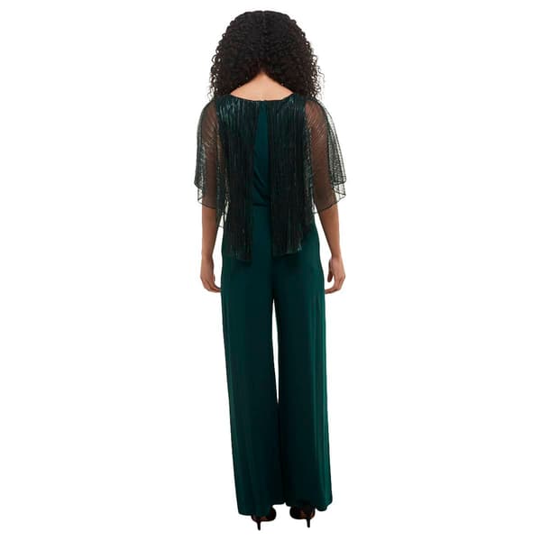 Petite Connected Apparel Metallic Crinkle Capelet Jumpsuit