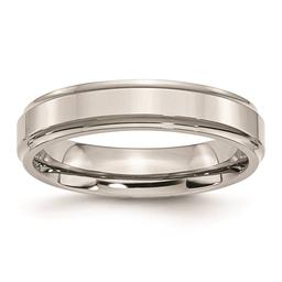 Mens Gentlemen's Classics(tm) Steel Ridged Edge Wedding Band