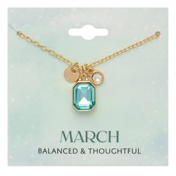 March Birthstone Crystal Charm Necklace