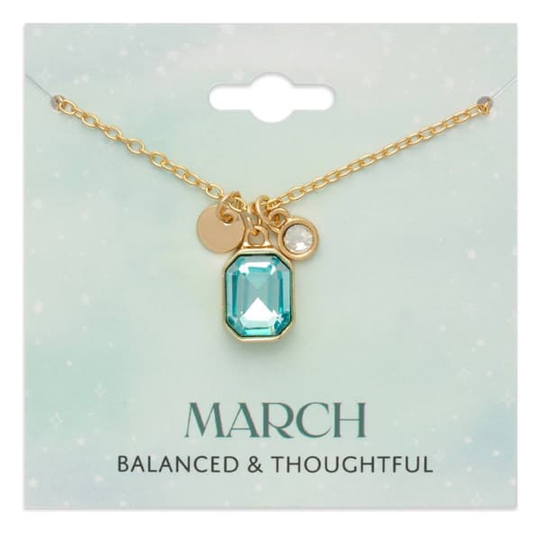 March Birthstone Crystal Charm Necklace