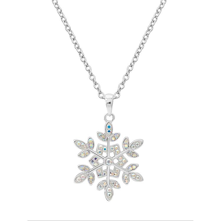 Brass Silver Plated Crystal Snowflake Pendant