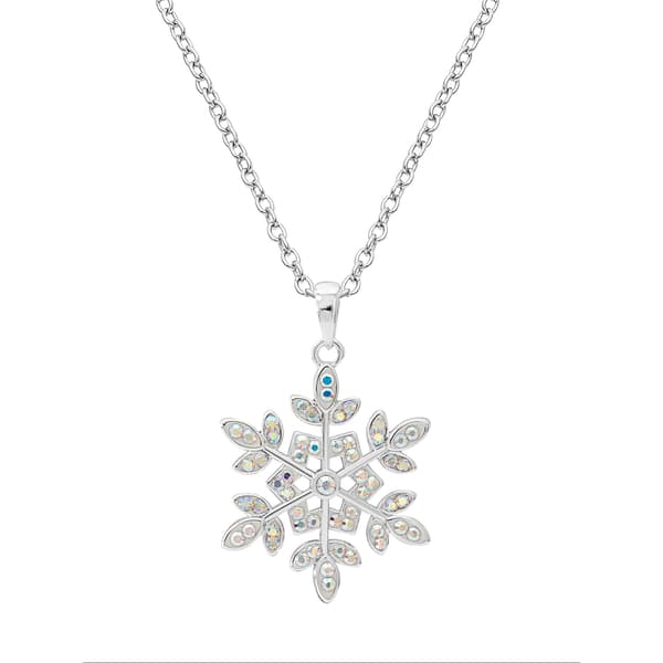 Brass Silver Plated Crystal Snowflake Pendant