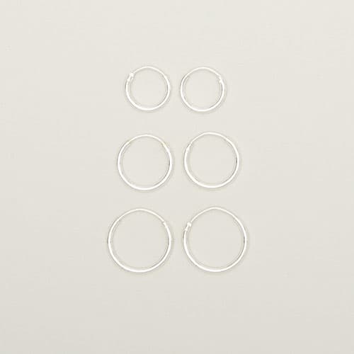 Kids 3pr. Sterling Silver Endless Hoop Earrings Set