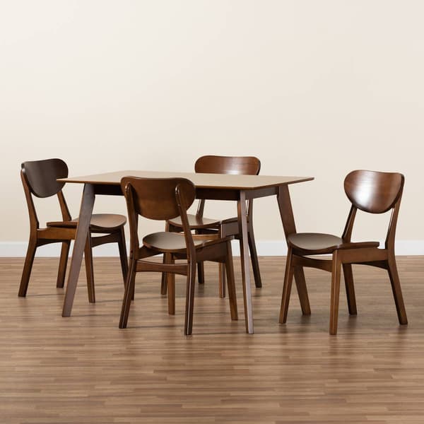 Baxton Studio Katya Modern Walnut Brown Wood 5pc. Dining Set