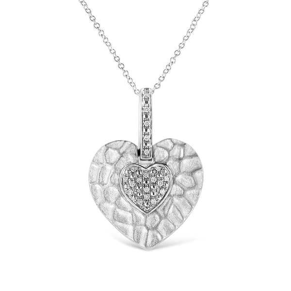 Haus of Brilliance Sterling Silver 1/0ctw. Diamond Heart Pendant