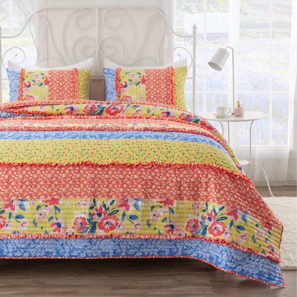 Greenland Home Fashions&#40;tm&#41; Skylar Ruffled Calico Quilt Set - image 