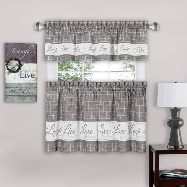 Achim Live Love Laugh Kitchen Curtain Set