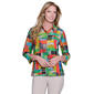Plus Size Ali Miles 3/4 Sleeve Textured Jacquard Button Front Bl - image 1