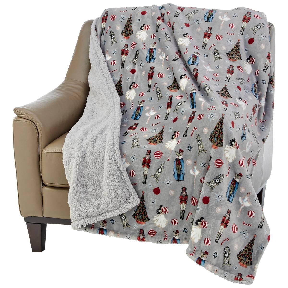 Mountain Ridge Holiday Sugarplum Reversible Sherpa Throw
