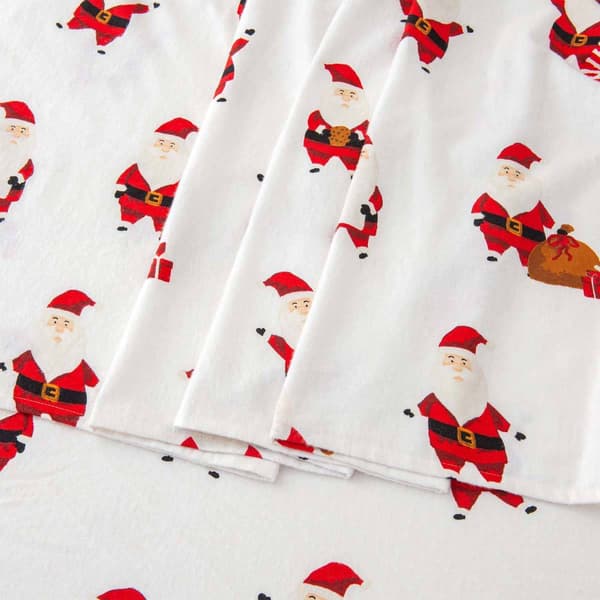 Freshfolds Cotton Jolly Santa Holiday 4pc. Flannel Sheet Set