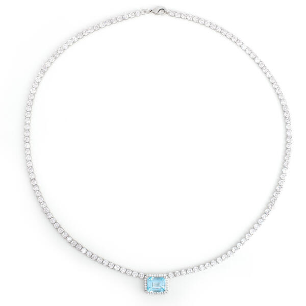 Gianni Argento Silver/Blue Topaz Diamond Accent Necklace - image 