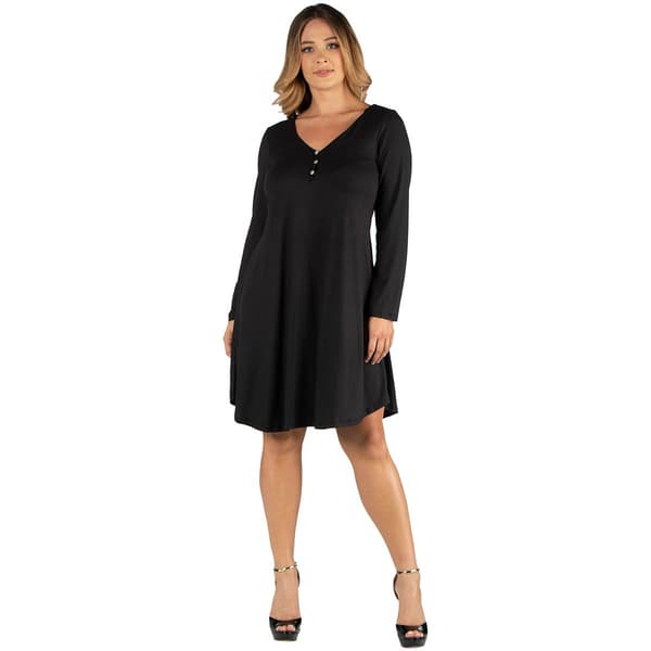 Plus Size 24/7 Comfort Apparel Long Sleeve Shirt Dress - image 