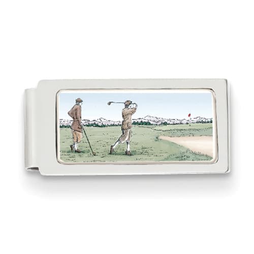 Mens Barlow Designs Color Golfers Hinged Money Clip