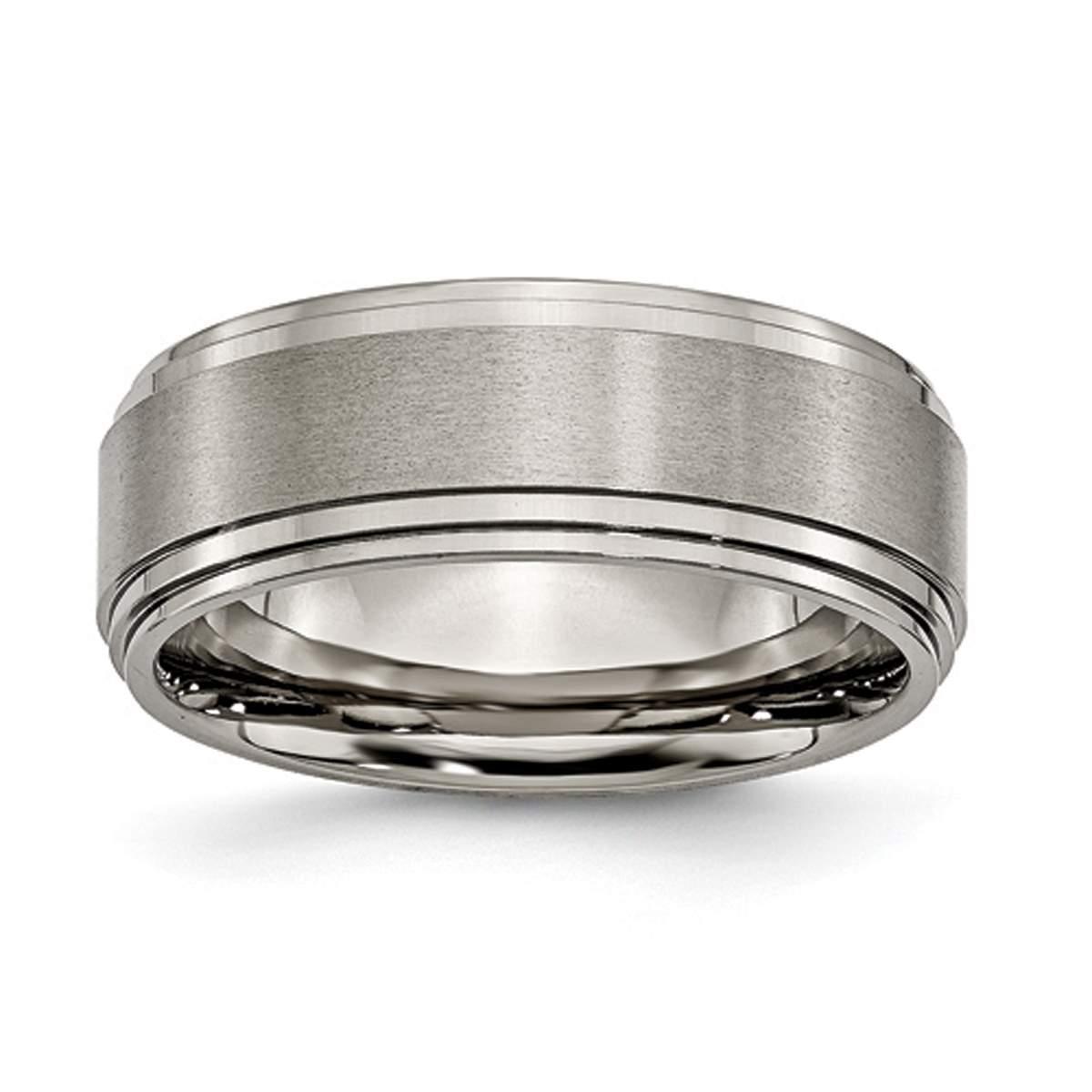 Mens Endless Affection™ Titanium Double Step Ridged Edge...