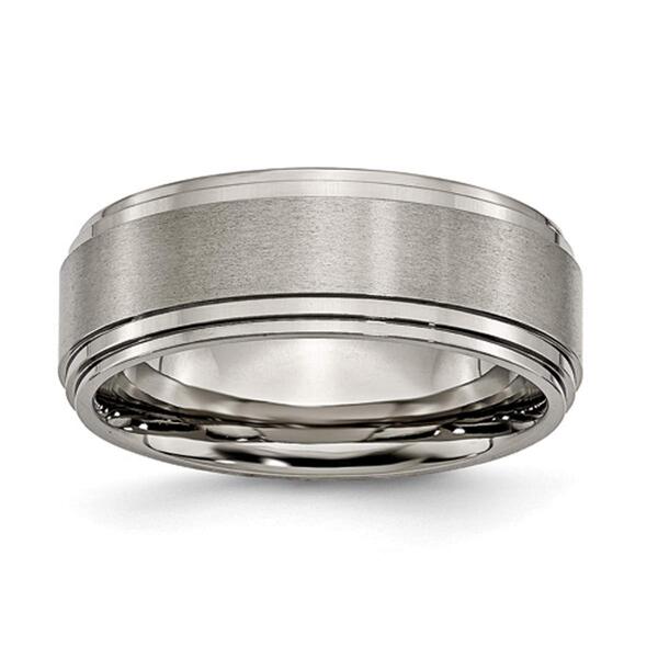 Mens Endless Affection&#40;tm&#41; Titanium Double Step Ridged Edge 8mm Band - image 