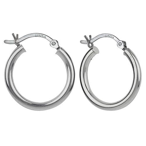 Sterling Silver Lightweight Tube Hoop Earrings - image 