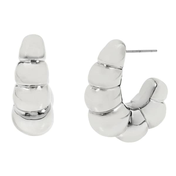 Steve Madden Rhodium Sphere Hoop Earrings - image 
