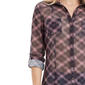 Womens NY Collection Roll Tab Sleeve Plaid Mesh Tunic Blouse - image 4
