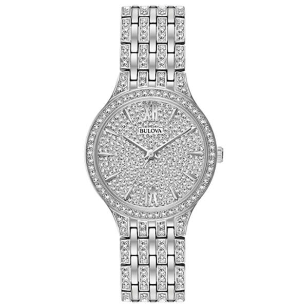 Womens Bulova Pave Crystal Bracelet Watch - 96L243 - image 