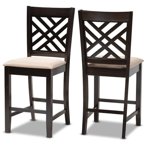 Baxton Studio Caron Wood Counter Height Pub Chairs - Set of 2
