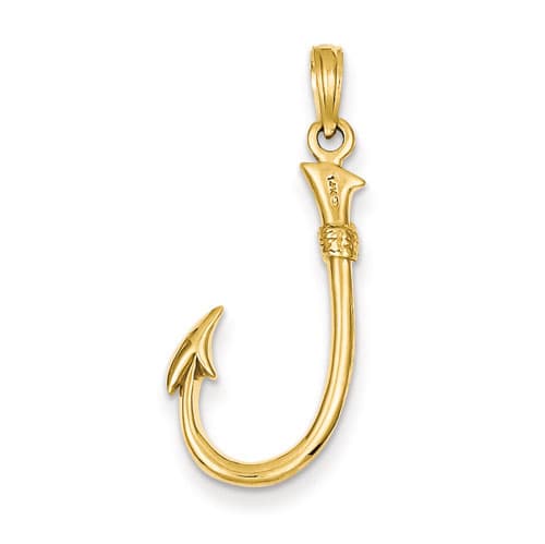 Gold Classics&#40;tm&#41; 14kt. 3-D Fishing Hook Pendant - image 