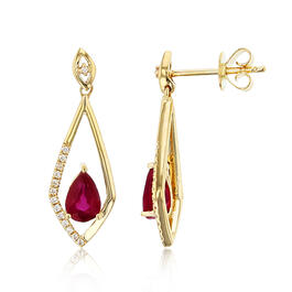 Gemstone Classics&#40;tm&#41; 14kt. Gold Ruby Dangle Earrings