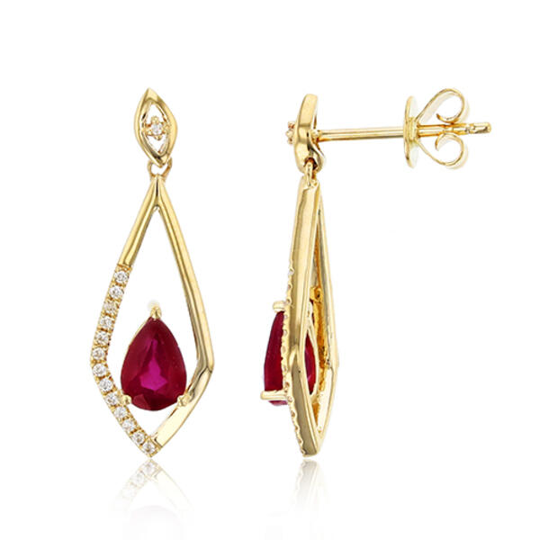Gemstone Classics&#40;tm&#41; 14kt. Gold Ruby Dangle Earrings - image 