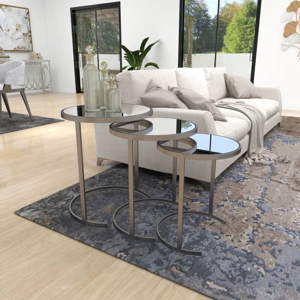 9th & Pike® Silver Tin Contemporary Accent Table - Set of 3