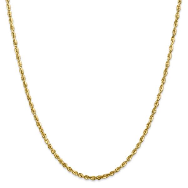 Unisex Gold Classics&#40;tm&#41; 2.75mm. 14k Diamond Cut Light Rope Necklace - image 