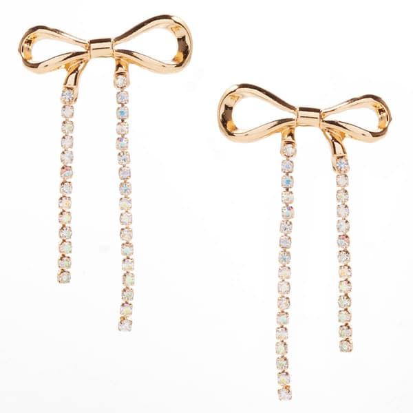 Ashley Gold-Tone Bow Drop Earrings - image 