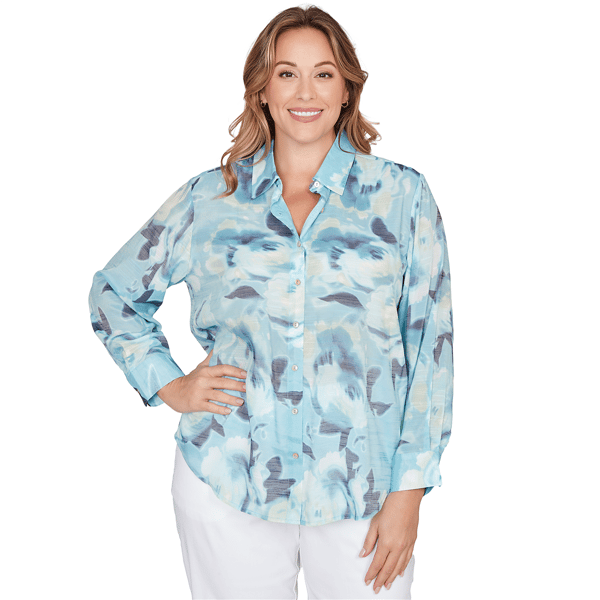 Plus Size Skyes the Limit Fresh Start Long Sleeve Relaxed Butto
