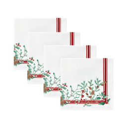 Threadmade Winter Holiday Berry Fabric Napkins - Set of 4