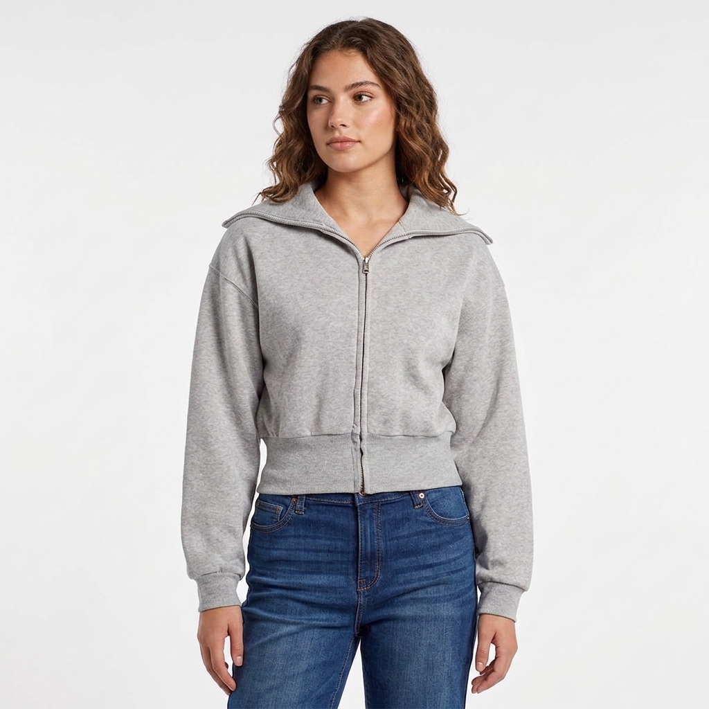 Juniors Derek Heart Sailor Collar Dolman Sleeve Fleece Zip Up