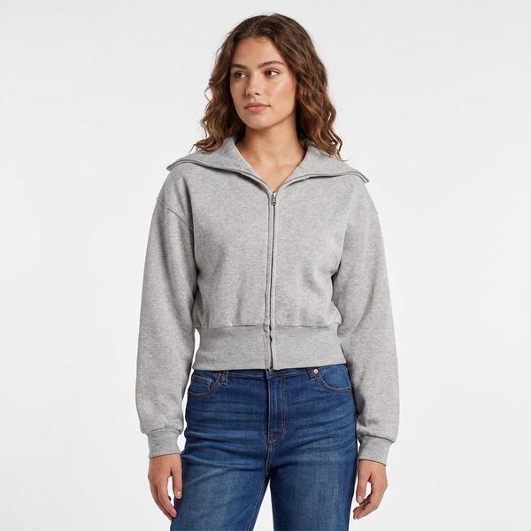 Juniors Derek Heart Sailor Collar Dolman Sleeve Fleece Zip Up - image 