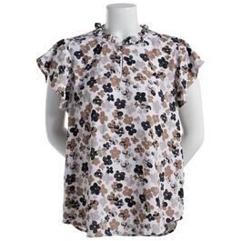 Plus Size Preswick & Moore Daisy Floral Ruffle Sleeve Blouse