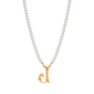 1928 16in. Gold-Tone J Initial Pearl Pendant - image 1