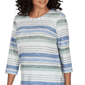 Petite Alfred Dunner Provence 3/4 Sleeve Bayadere Stripe Blouse - image 5