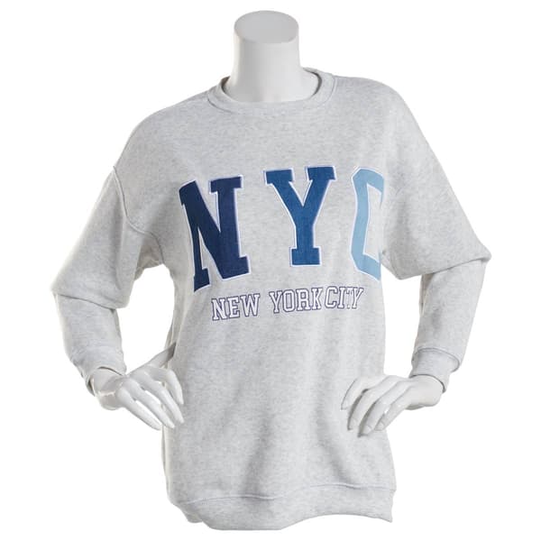 Juniors No Comment Totally NYC Oversized Crew Neck Sweatshirt - image 