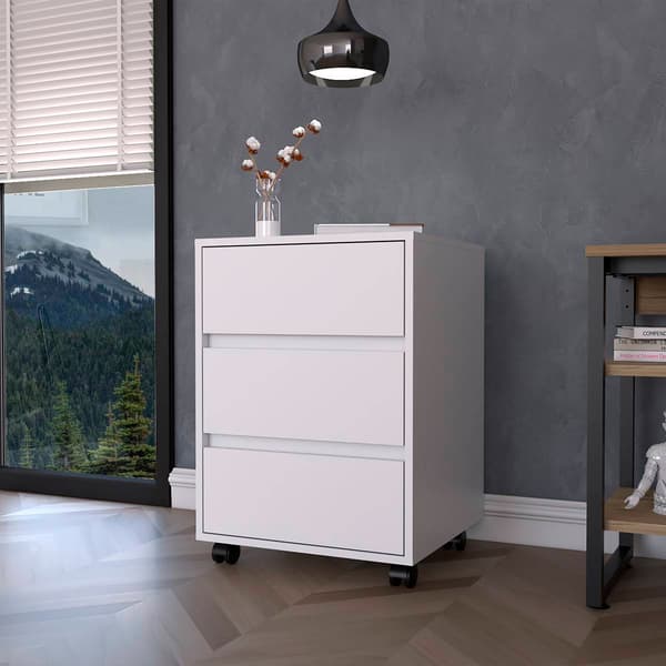 FM FURNITURE Vienna White 3 Drawer Filling Cabinet - image 