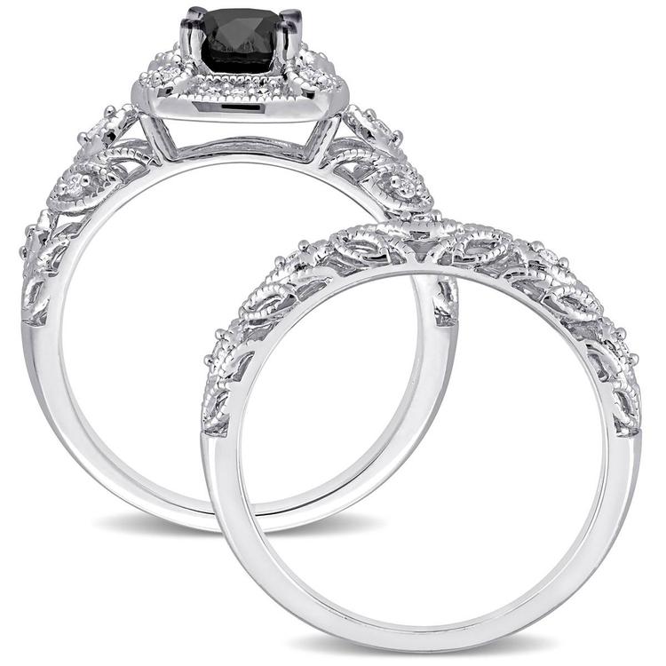 Radiant Rainbow™ Sterling Silver Diamond Bridal Ring Set