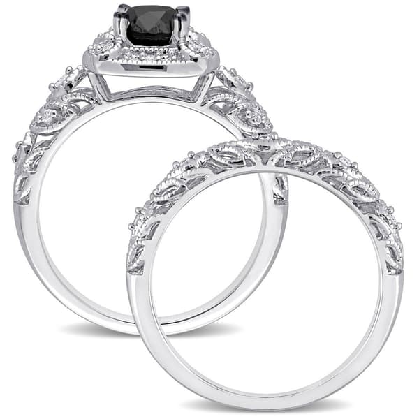 Radiant Rainbow™ Sterling Silver Diamond Bridal Ring Set