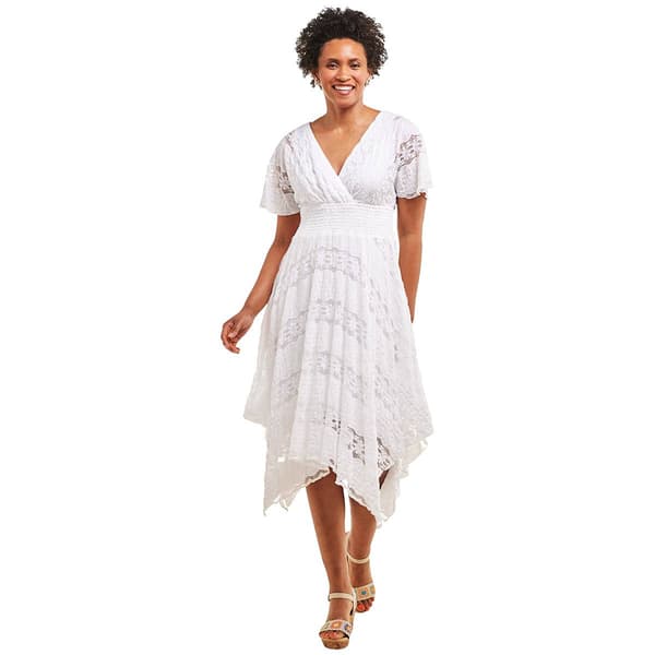 Womens Rabbit Rabbit Rabbit Split Sleeve Hanky Hem Lace Dress - image 