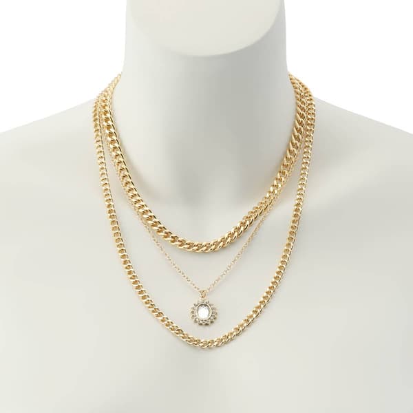 Steve Madden Stone Gem Charm Layered Necklace