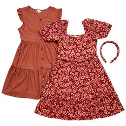 Girls (7-16) BTween® 2pk. Floral & Solid Dresses w/ Headband