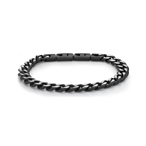 Mens Lynx Black Ion Plated Stainless Steel Curb Chain Bracelet