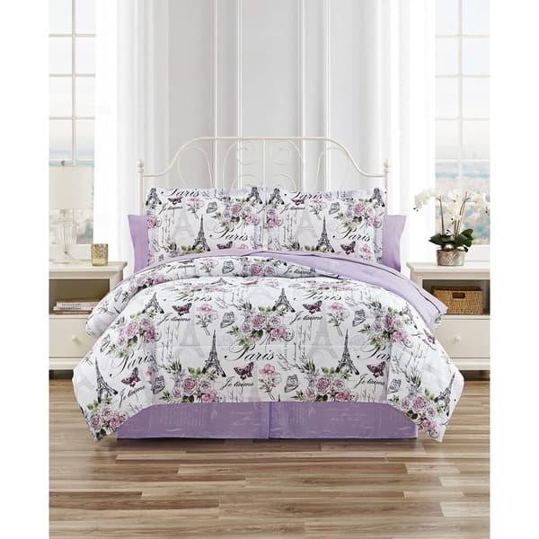 Cedar Court Paris Floral Reversible Comforter Bedding Set