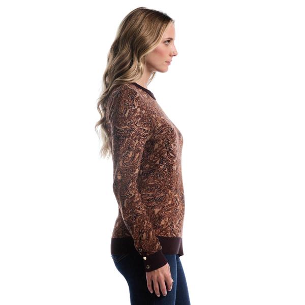 Womens Rafaella® Long Sleeve Button Detail Paisley Sweater