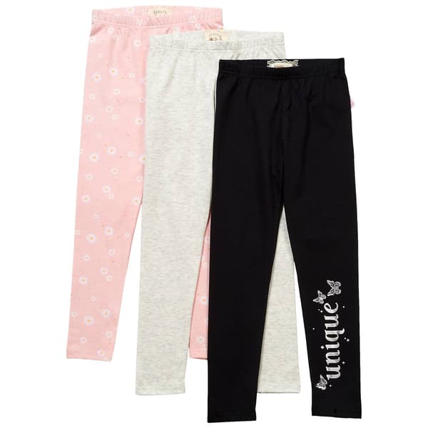 Girls &#40;7-12&#41; BTween&#40;R&#41; 3pc. Solid/Floral/Unique Leggings - image 