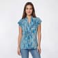 Womens Kasper Cap Sleeve V Neck Abstract Blouse - image 1